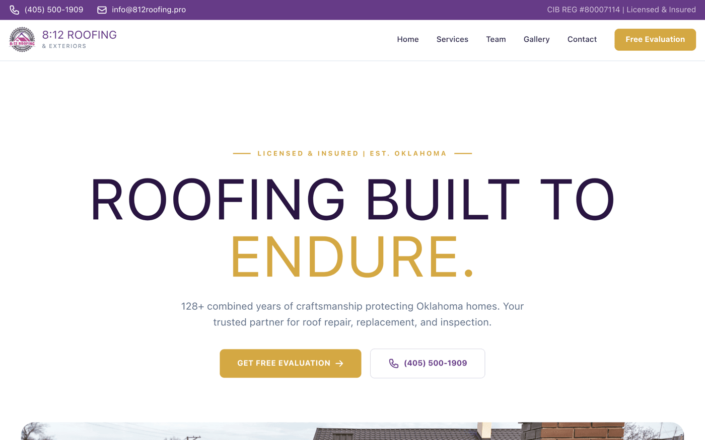 812 Roofing website screenshot