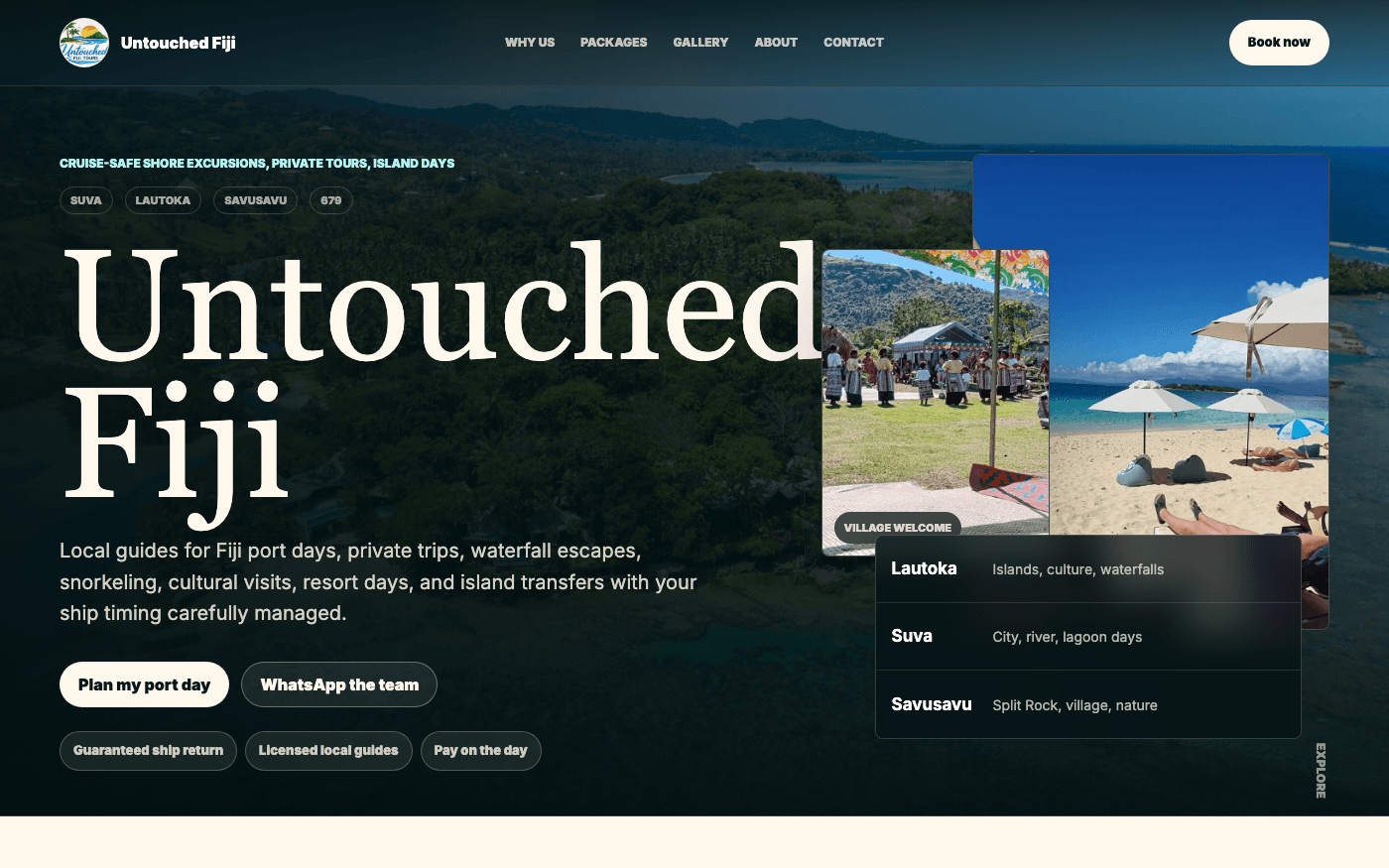 Untouched Fiji website screenshot