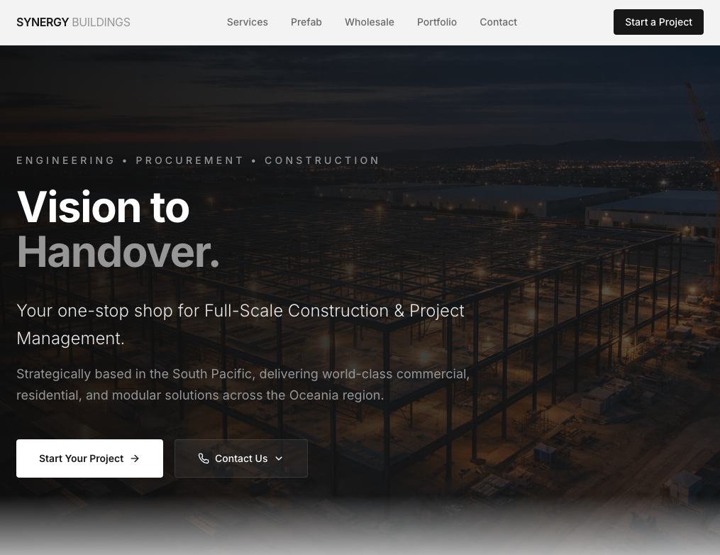 Synergy Buildings website screenshot